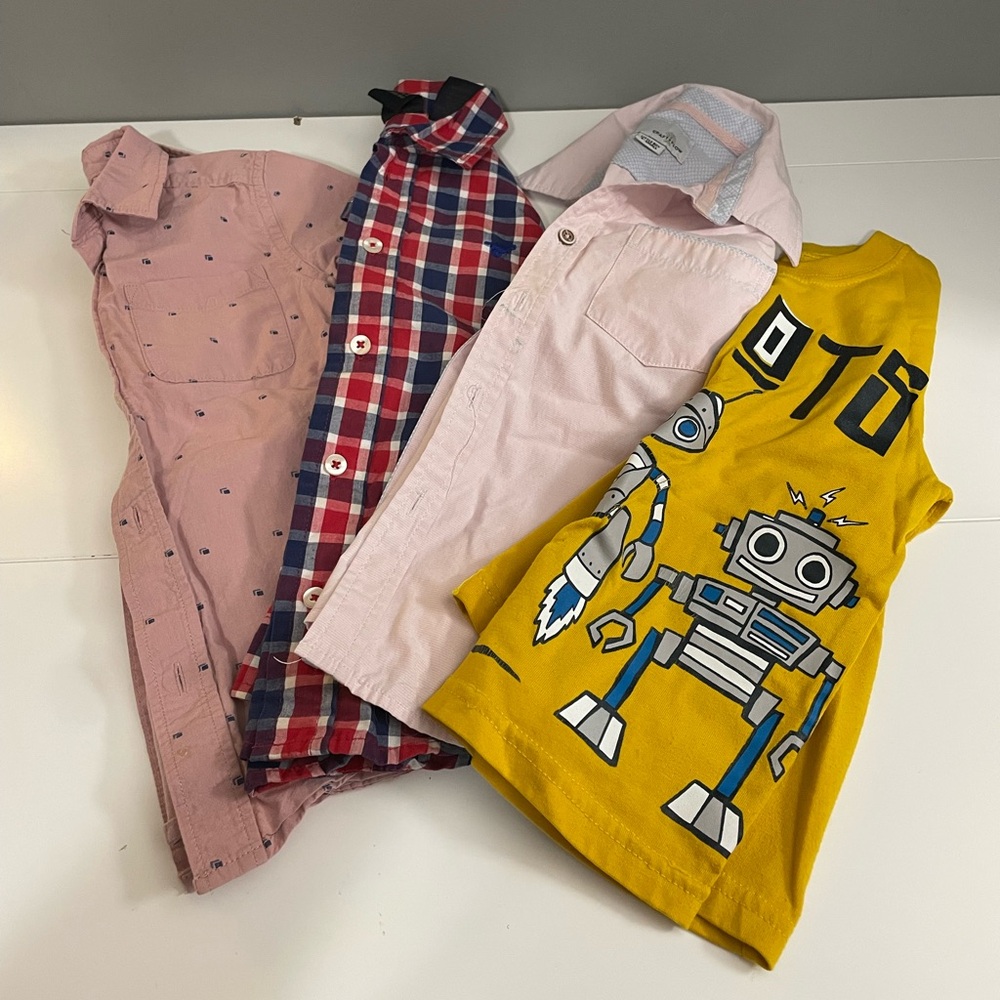 4 item boys bundle of play shirts/size 4-5T (Has Flaws)
